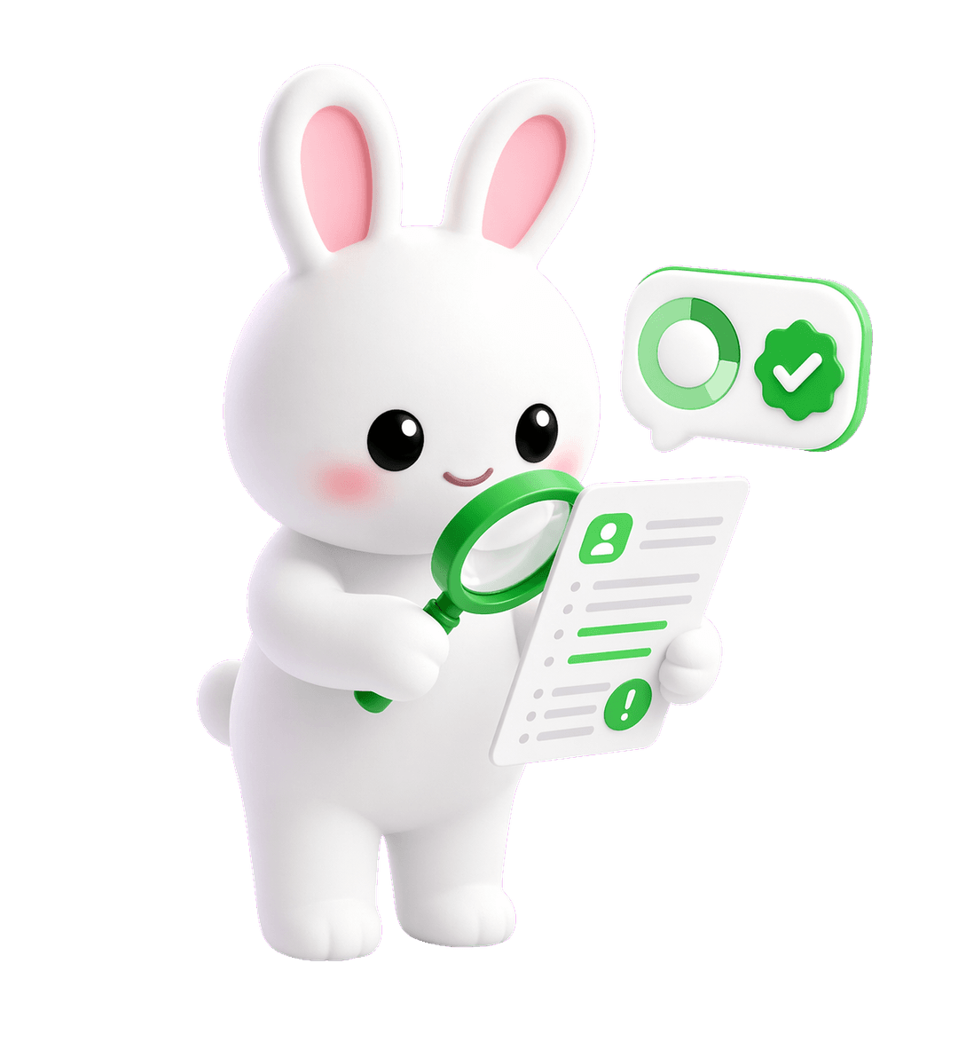 Mascot inspecting resume with magnifier